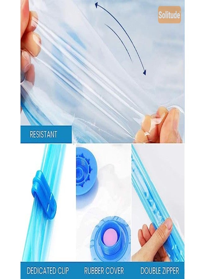 Solitude Reusable Vacuum Storage Bags (2S+2M+1L Bags, 1 Pump) for Clothes, Blankets and Bedding - Space-Saving Solution with Hand Pump for Travel and Home Storage - Image 2